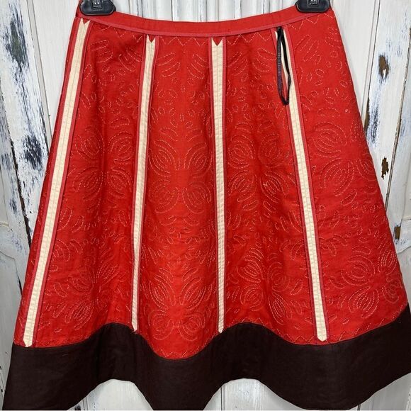 Lafayette 148 Bohemian Cutout Neutral Fall Colors Skirt - Picture 6 of 12